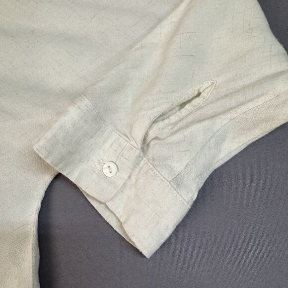 Carly Jean Top women small linen blend button down long sleeve collared white - Picture 7 of 10